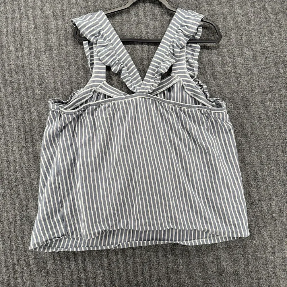 LC Lauren Conrad Blouse Top Plus Size‎ 2X Blue Striped Cottagecore Boho Casual